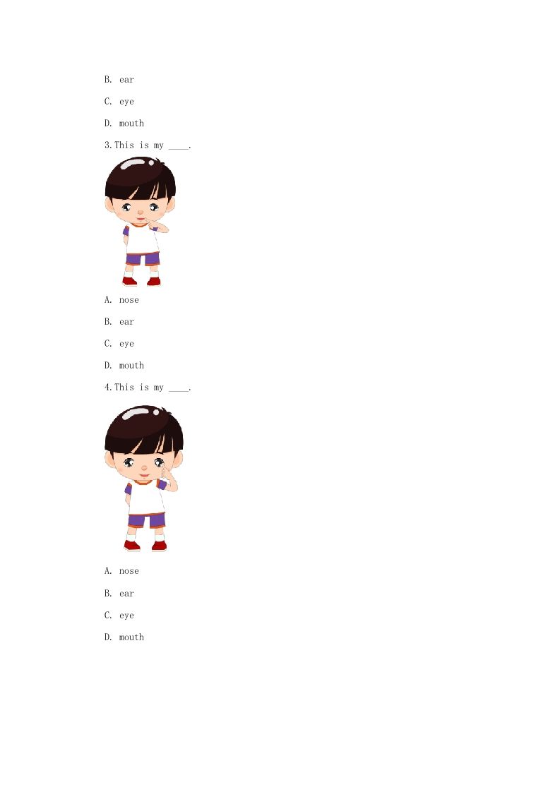 图片[3]_一年级英语上册Face习题3（人教一起点）_练习题|试卷|知识点|复习提纲