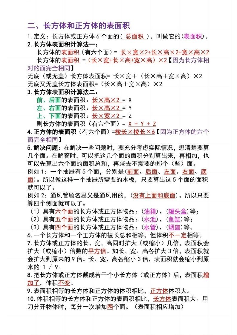 图片[2]_五下数学：长方体必背知识点（通用）_练习题|试卷|知识点|复习提纲