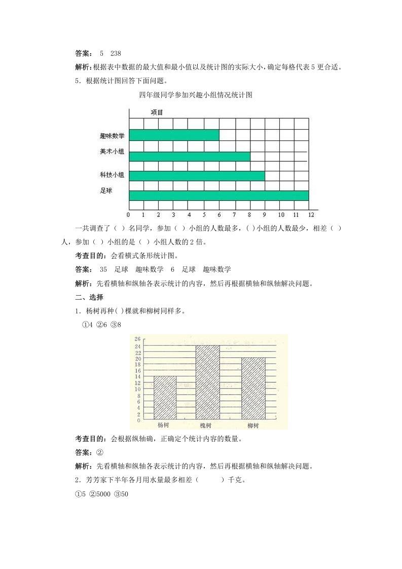 图片[3]_四年级数学上册同步测试及解析-条形统计图（人教版）_练习题|试卷|知识点|复习提纲