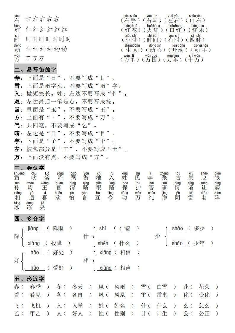 图片[2]_一年级（下册）知识点汇总_练习题|试卷|知识点|复习提纲