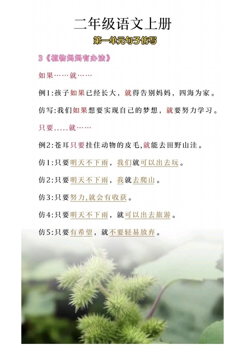 图片[3]_二年级上册语文第一单元句子仿写_练习题|试卷|知识点|复习提纲