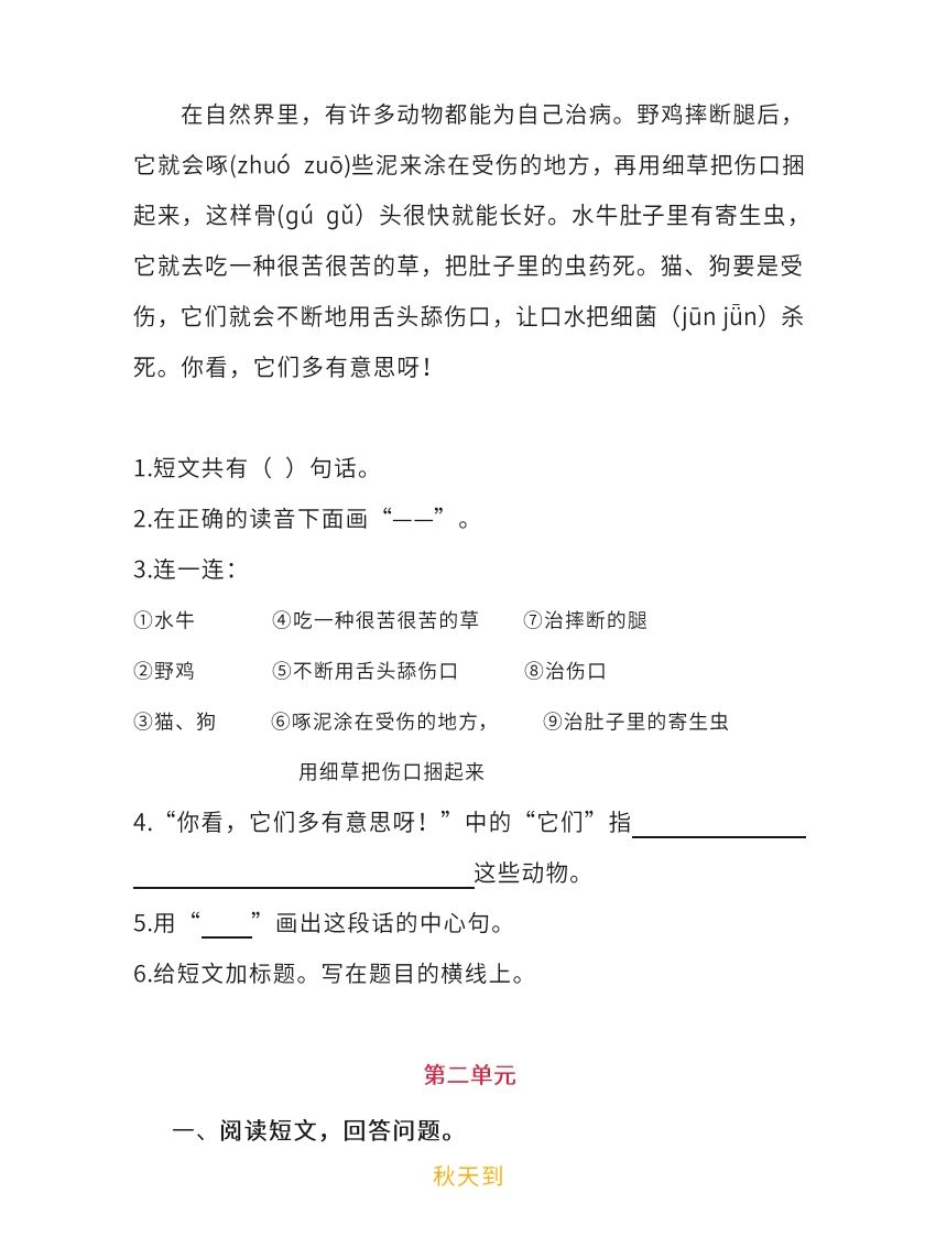 图片[2]_二上语文单元课外阅读专项训练题_练习题|试卷|知识点|复习提纲