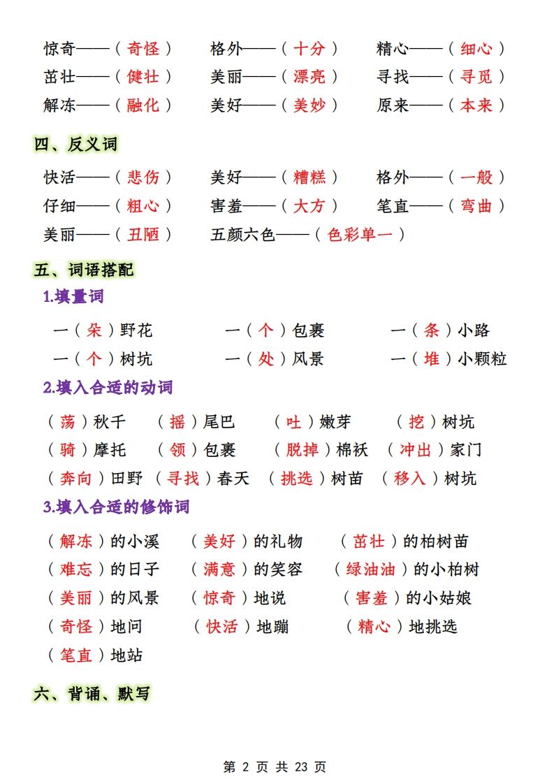 图片[2]_二年级下册1-4单元语文期中必考知识大盘点（23页）_练习题|试卷|知识点|复习提纲