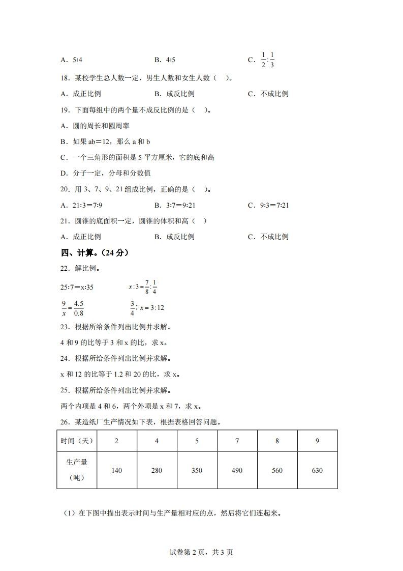 图片[2]_青岛63版数学六年级下册第三单元《啤酒生产中的数学——比例》单元测试卷_练习题|试卷|知识点|复习提纲