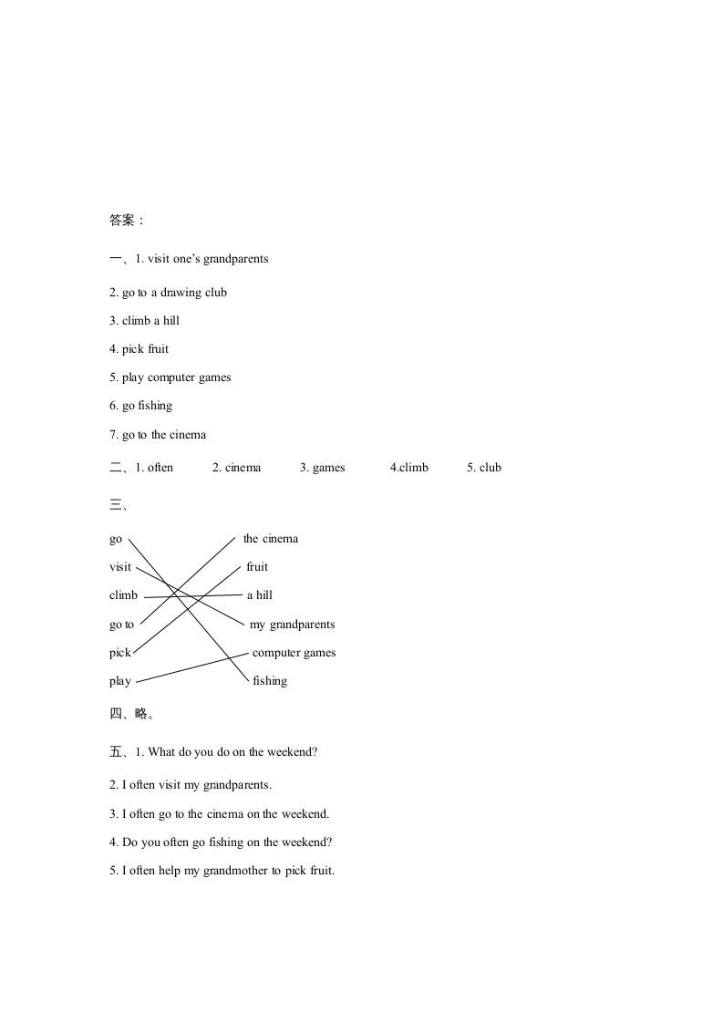 图片[3]_四年级英语上册Unit2OntheWeekendLesson1同步练习3（人教版一起点）_练习题|试卷|知识点|复习提纲