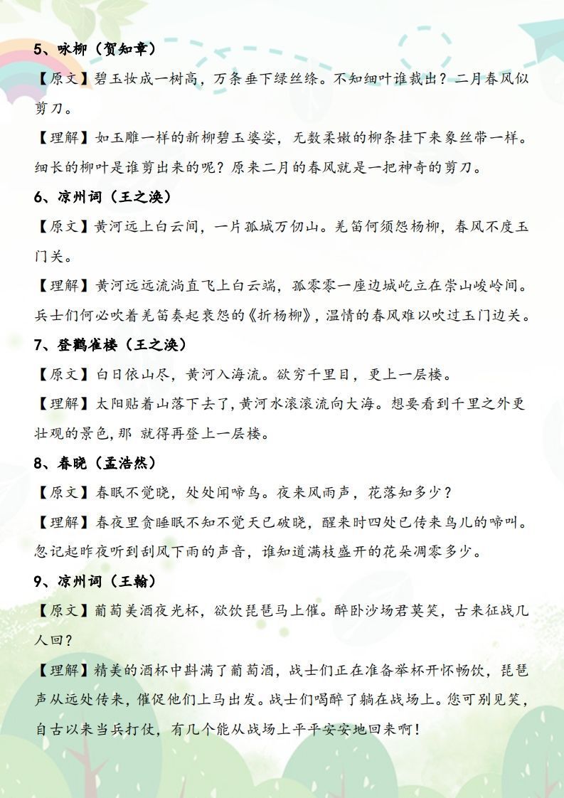 图片[2]_小学必背70首古诗和解释_练习题|试卷|知识点|复习提纲