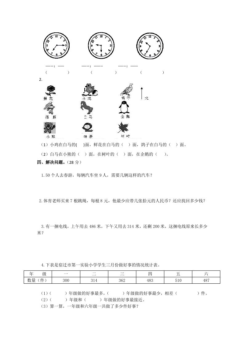 图片[2]_二下人教版数学期末测试卷6_练习题|试卷|知识点|复习提纲
