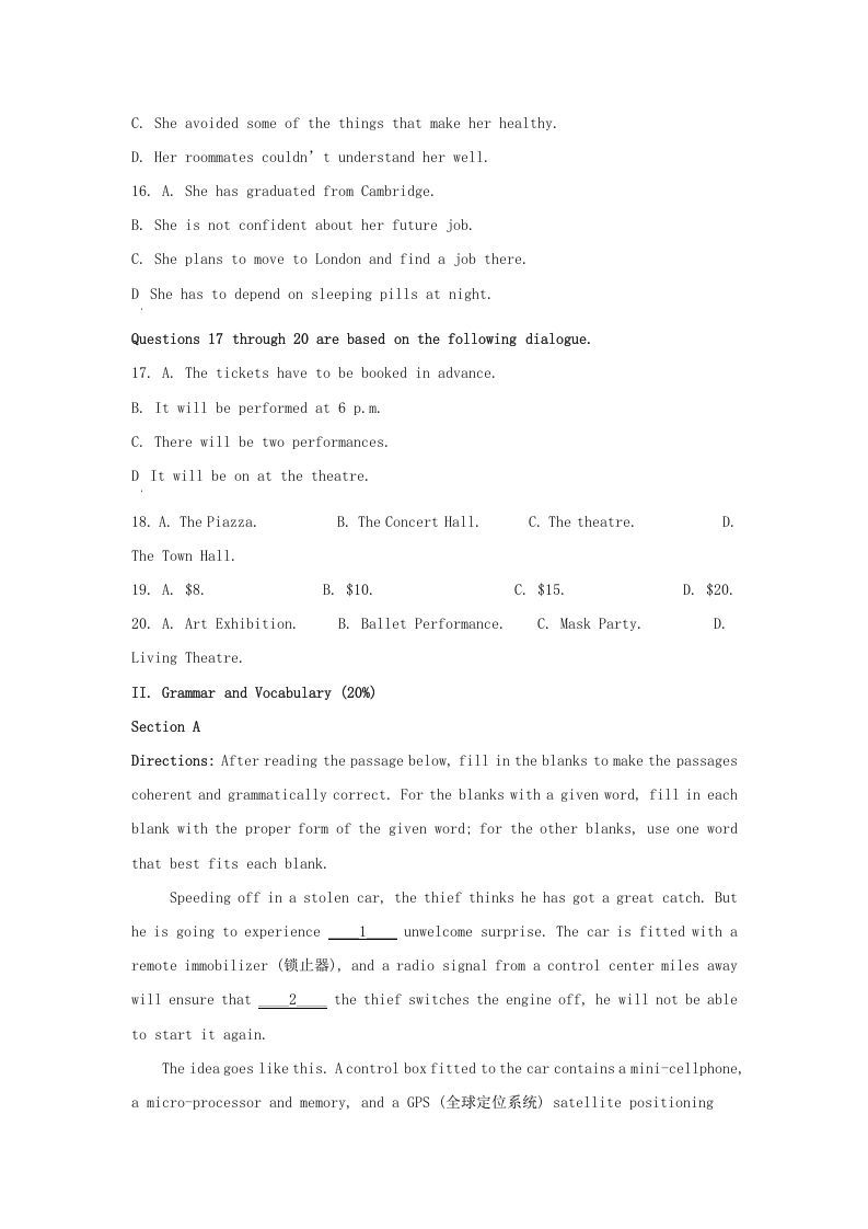 图片[3]_2021-2022学年上海市金山区高三上学期期中英语试题及答案(Word版)_练习题|试卷|知识点|复习提纲