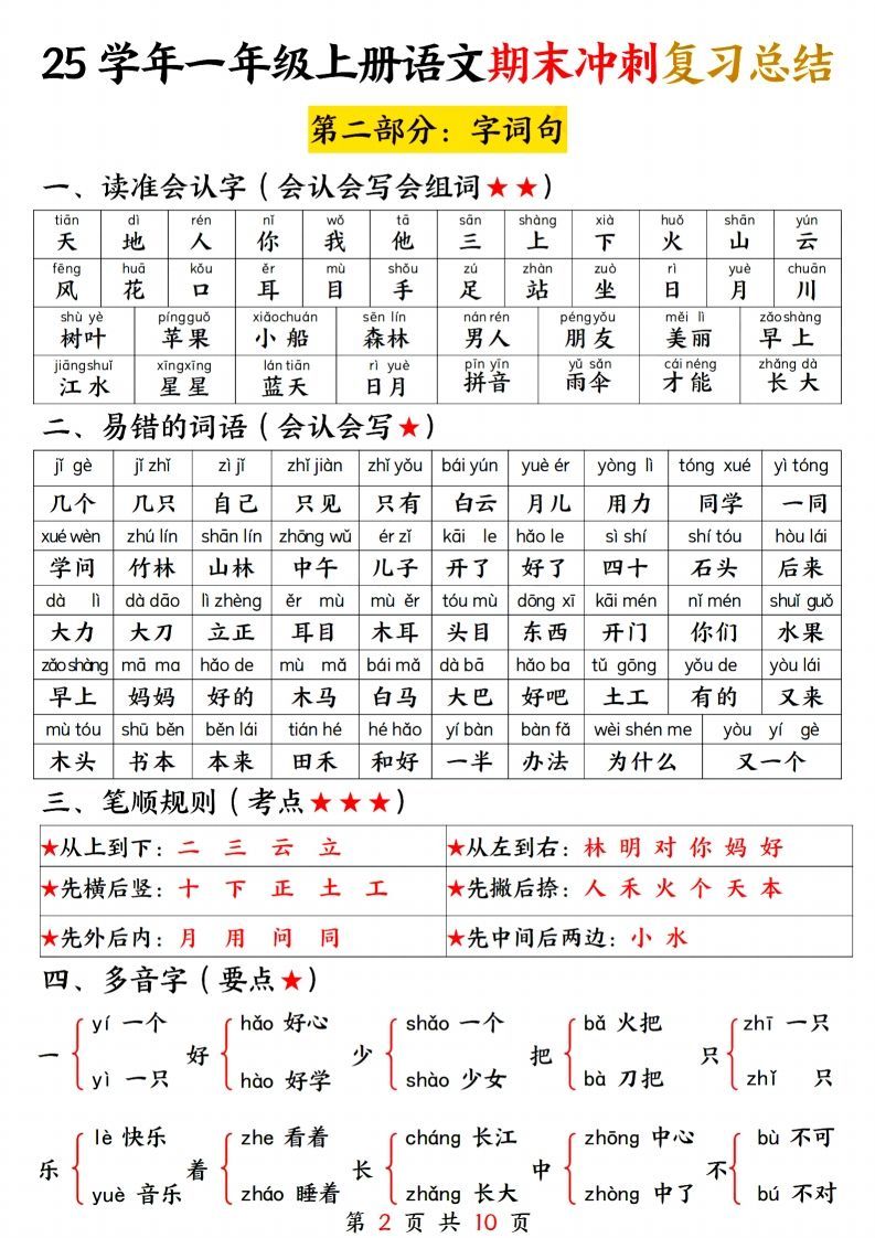 图片[2]_25学年一上语文期末冲刺复习总结_练习题|试卷|知识点|复习提纲