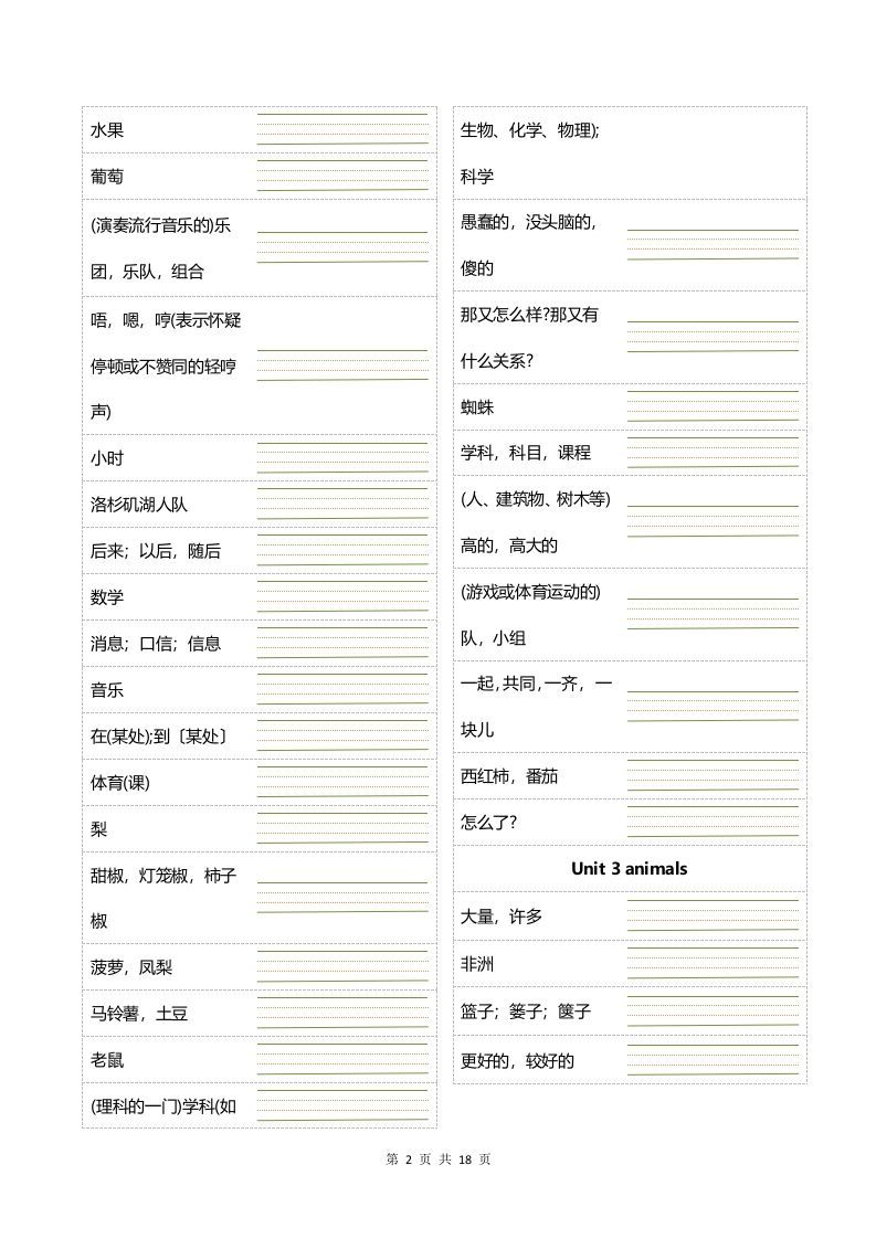 图片[2]_四年级下册英语正乱序英汉互译默写_练习题|试卷|知识点|复习提纲