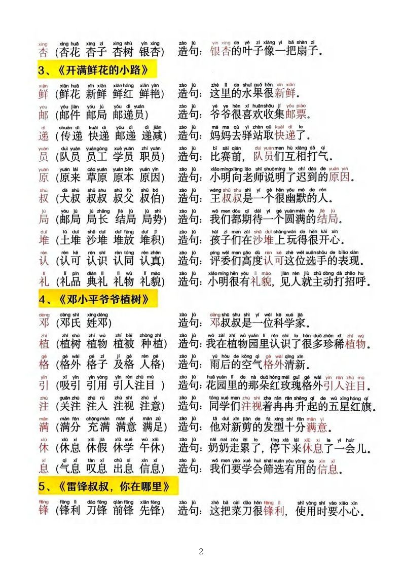 图片[2]_2025新版•二下语文《同步生字拼音组词造句》_练习题|试卷|知识点|复习提纲