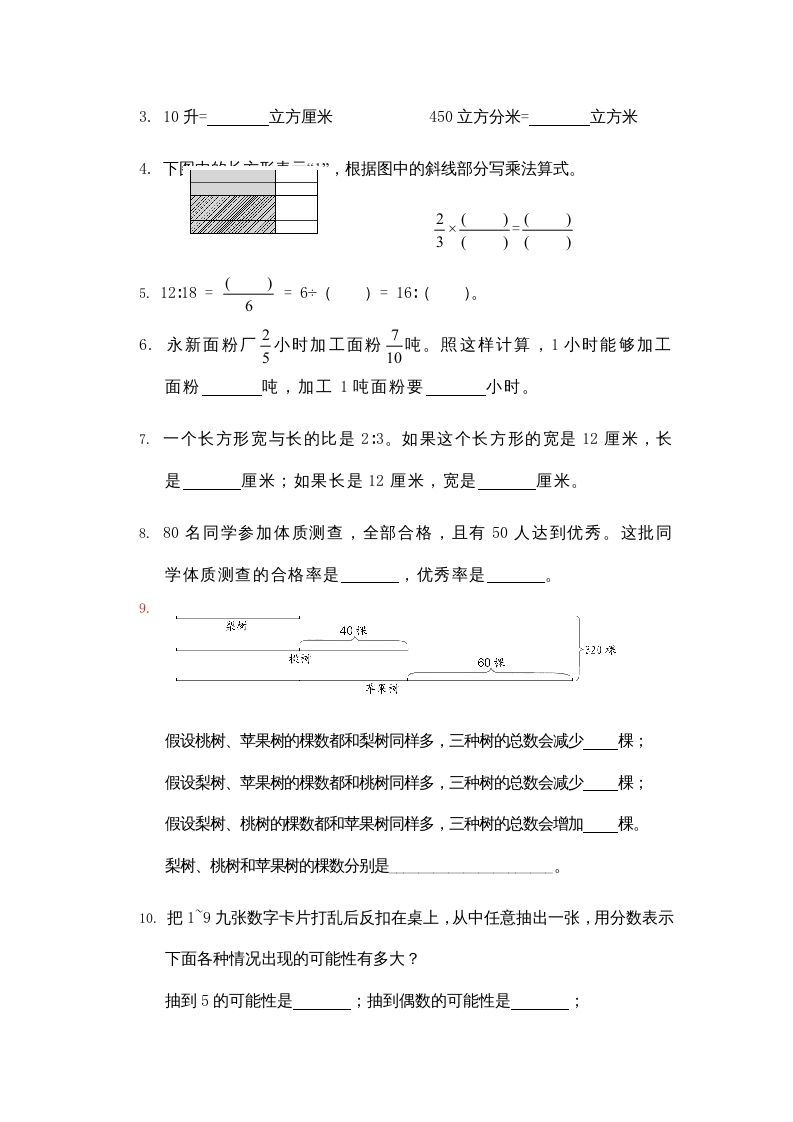 图片[2]_六年级数学上册期末复习检测试题(1)（苏教版）_练习题|试卷|知识点|复习提纲