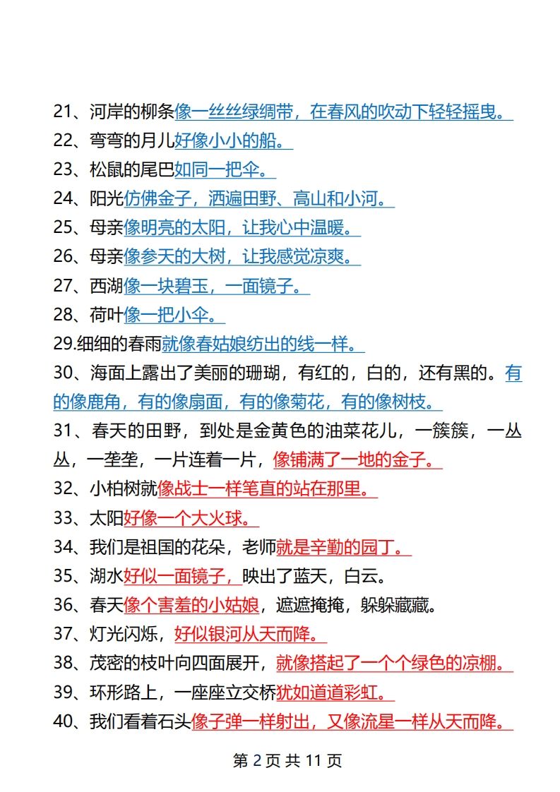 图片[2]_二年级语文下册仿写汇总1_练习题|试卷|知识点|复习提纲