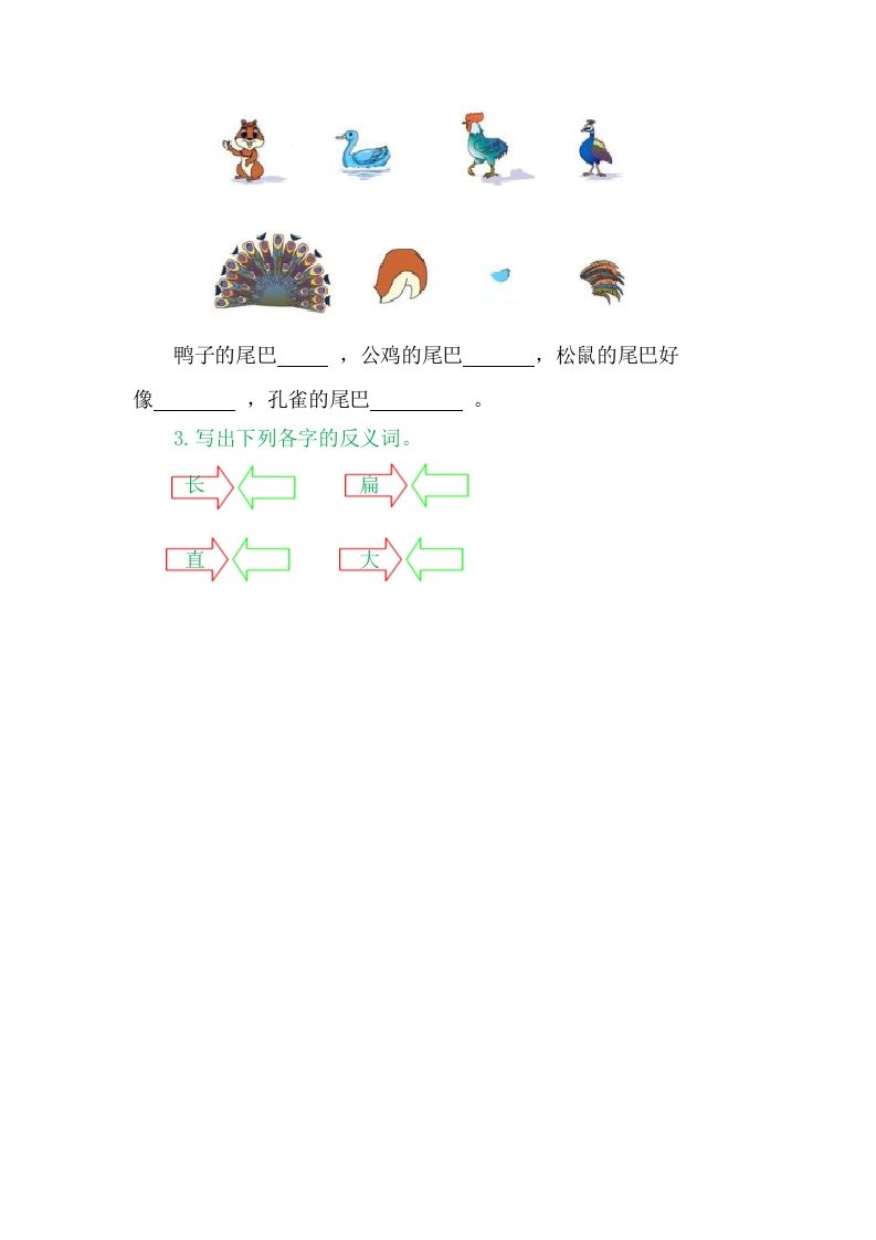 图片[2]_二年级语文上册6比尾巴（部编）_练习题|试卷|知识点|复习提纲