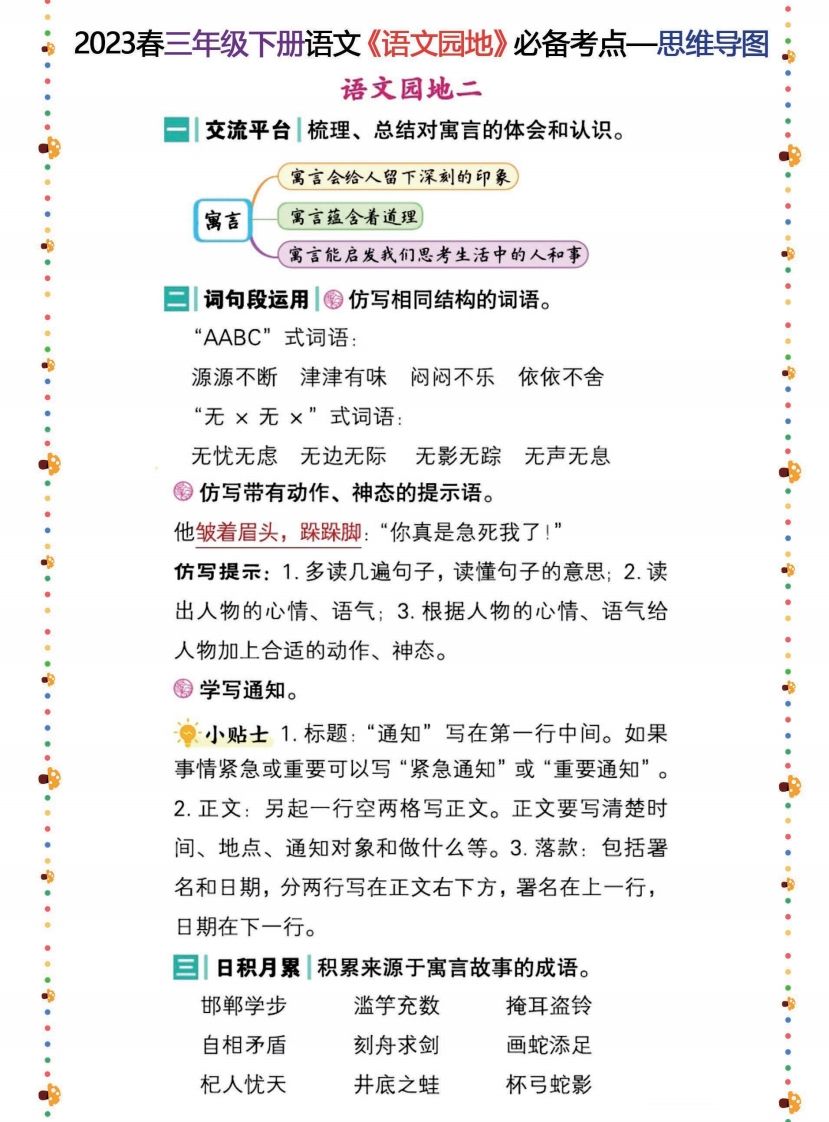 图片[2]_2023春三年级下册语文《语文园地》必备考点—思维导图_练习题|试卷|知识点|复习提纲