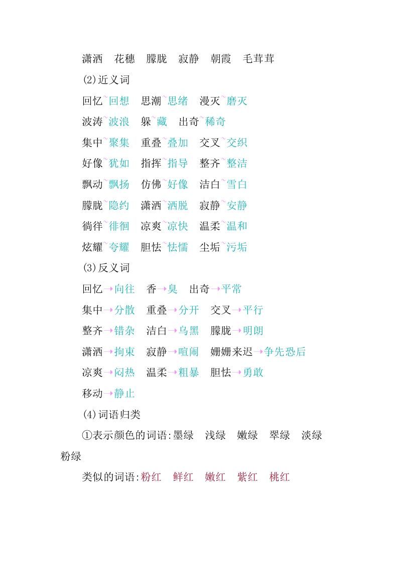 图片[2]_四年级语文下册第三单元知识小结_练习题|试卷|知识点|复习提纲