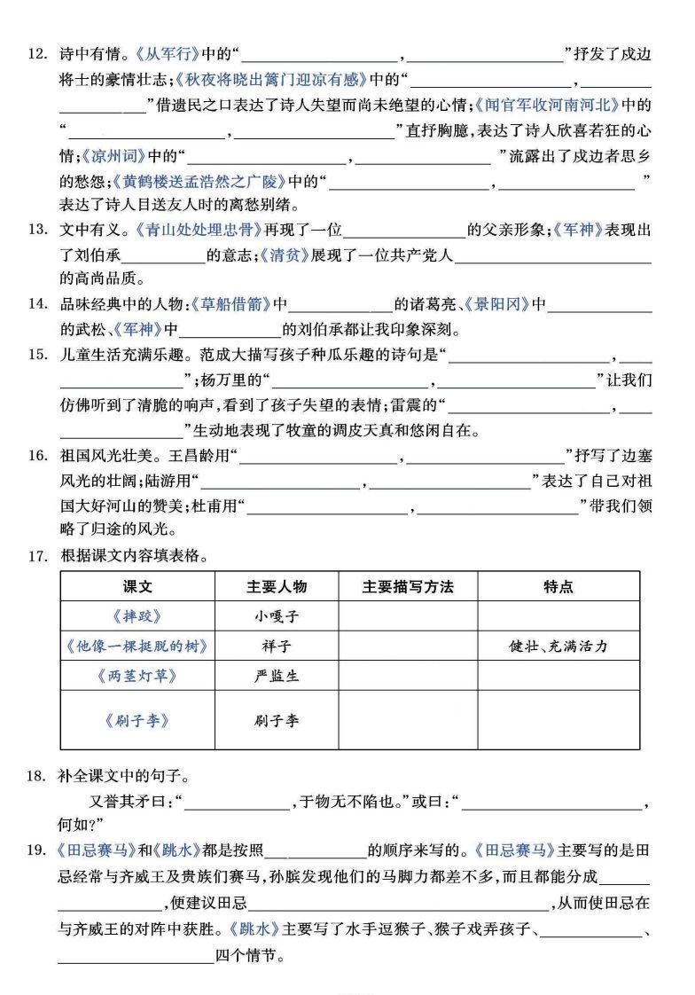图片[2]_【背诵】【课文回顾与积累背诵专项训练】五下语文_练习题|试卷|知识点|复习提纲