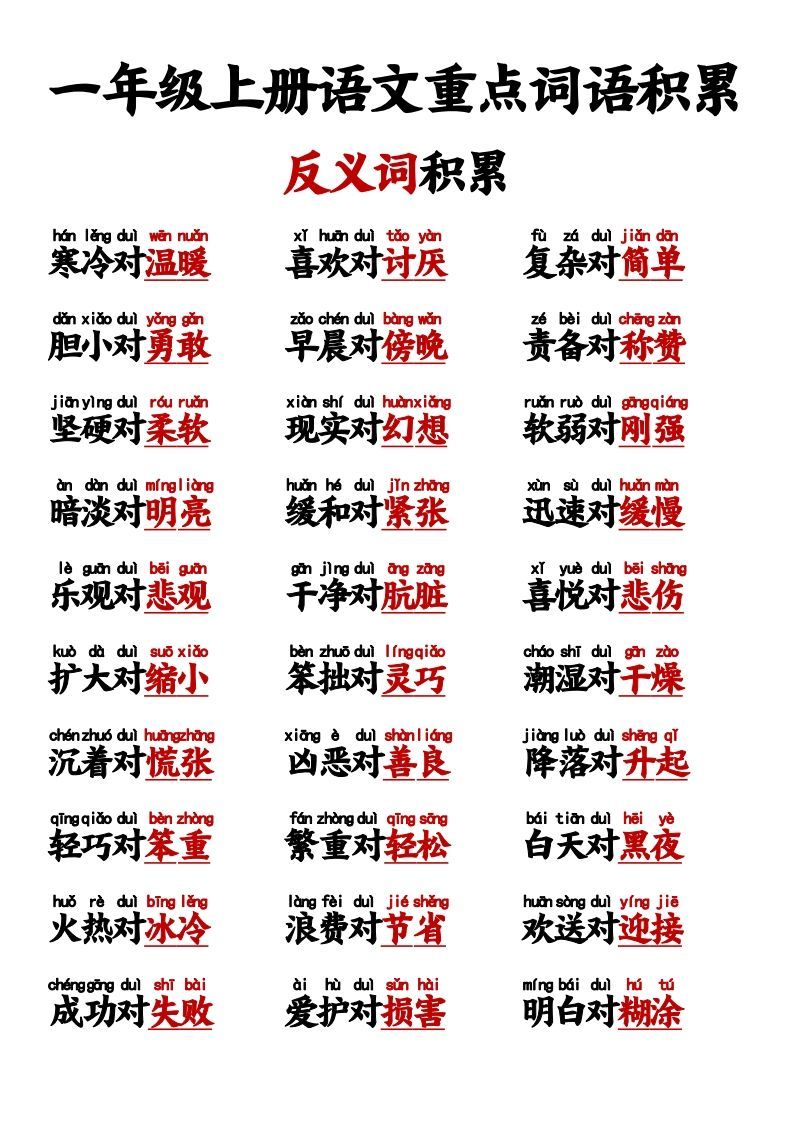 图片[3]_【反义词对子歌】一上语文_练习题|试卷|知识点|复习提纲