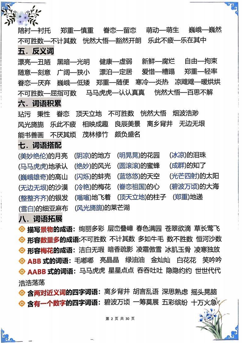 图片[2]_【知识点】五下语文1-8单元学霸重点知识梳理30页_练习题|试卷|知识点|复习提纲