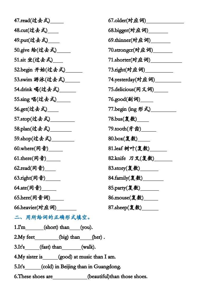 图片[2]_小升初必练专项复习填空卷六下英语(1)_练习题|试卷|知识点|复习提纲