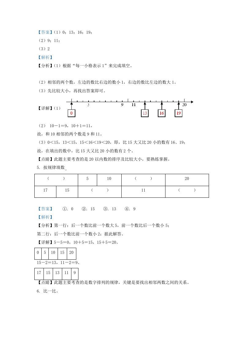 图片[2]_2020-2021学年江苏省南通市崇川区一年级上册数学期末试题及答案(Word版)_练习题|试卷|知识点|复习提纲