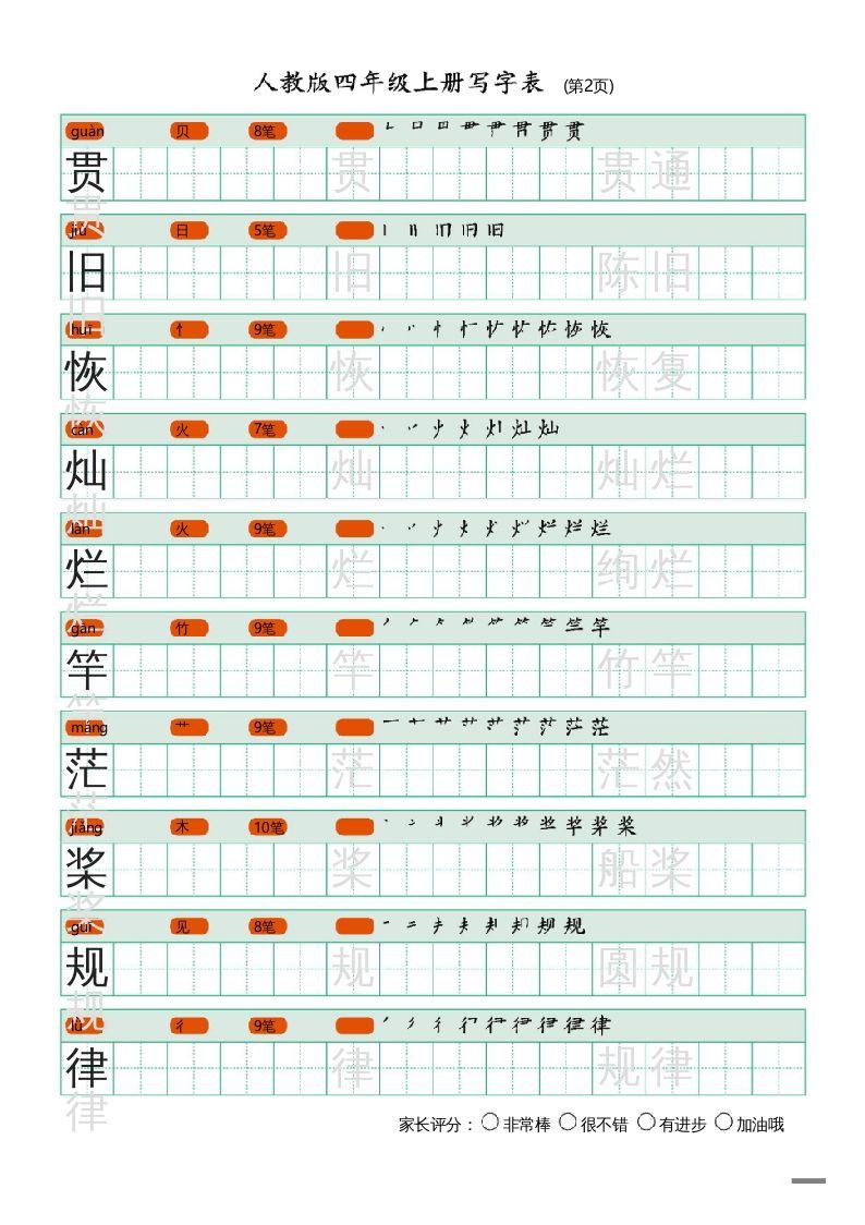 图片[2]_四年级语文上册写字表（20页）PDF_练习题|试卷|知识点|复习提纲