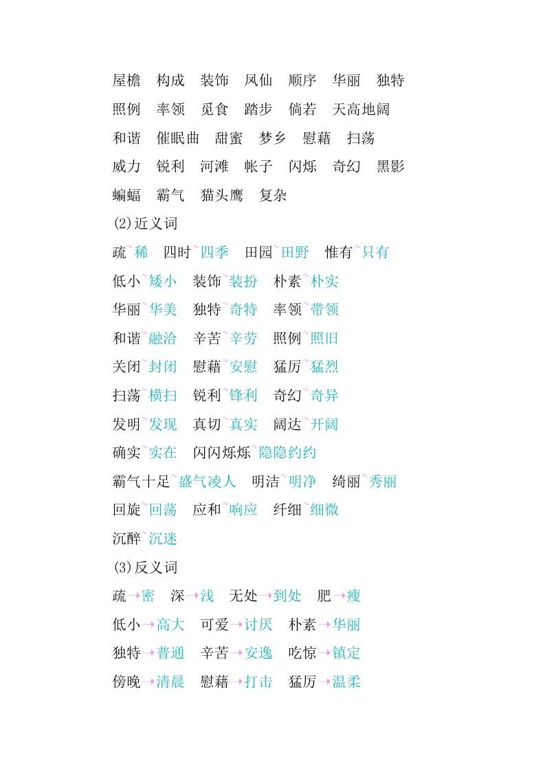 图片[2]_四年级语文下册第一单元知识小结_练习题|试卷|知识点|复习提纲