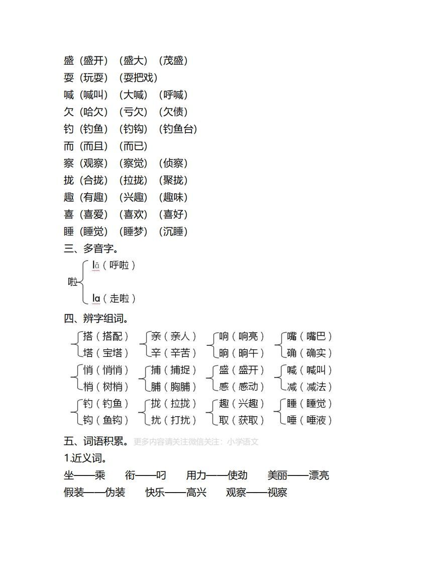 图片[2]_三年级语文上册第五单元知识要点汇总（部编版）_练习题|试卷|知识点|复习提纲