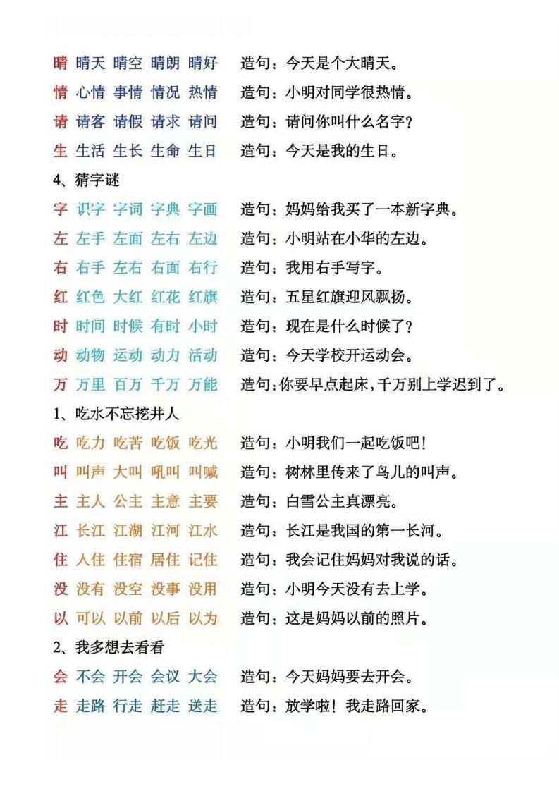 图片[2]_一年级下册生字组词造句阅读本_去水印_练习题|试卷|知识点|复习提纲