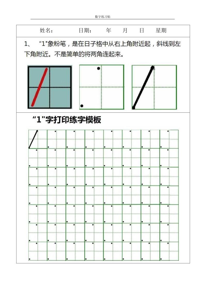 一上数学【小学0-9数字书写规范字贴（A5纸）】_练习题|试卷|知识点|复习提纲