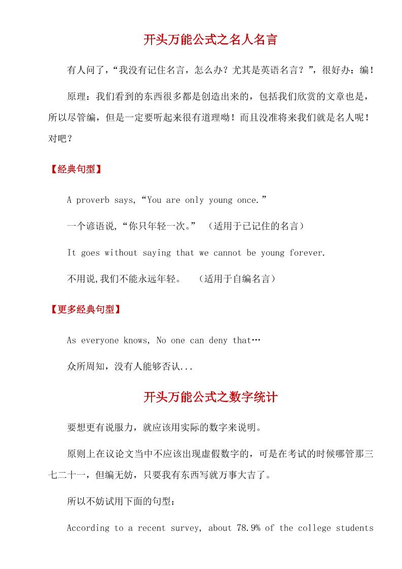 六下英语总复习小学英语高分作文万能公式_练习题|试卷|知识点|复习提纲