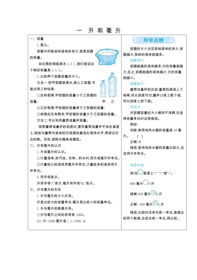 四上冀教版数学【知识点汇总】_练习题|试卷|知识点|复习提纲