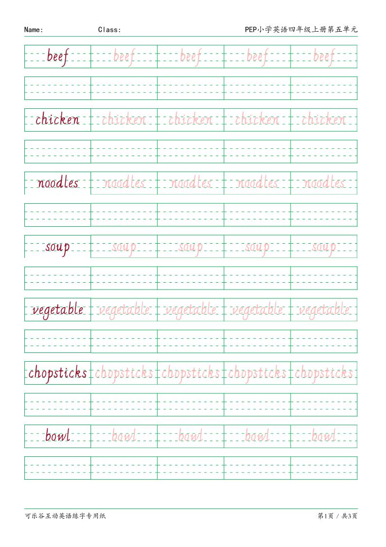 四上英语人教三起05.PEP小学英语四年级上册第五单元_练习题|试卷|知识点|复习提纲