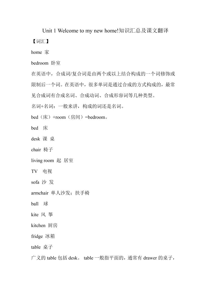 四下丨英语Unit1知识汇总+课文翻译（人教精通版）_练习题|试卷|知识点|复习提纲