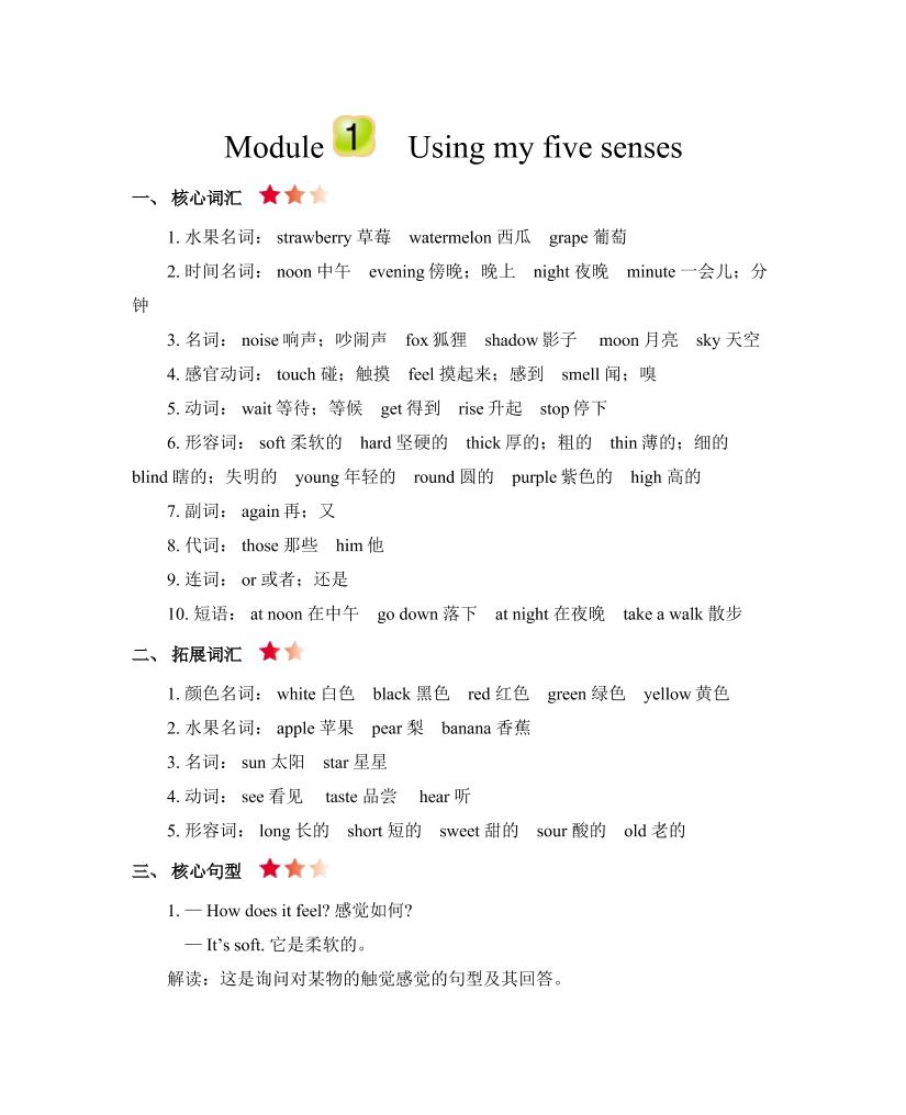 四下丨英语Unit1知识清单（沪教牛津版）_练习题|试卷|知识点|复习提纲