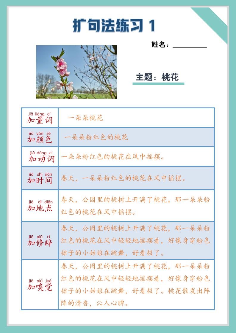 扩句法练习（20页）含空白默写版_练习题|试卷|知识点|复习提纲