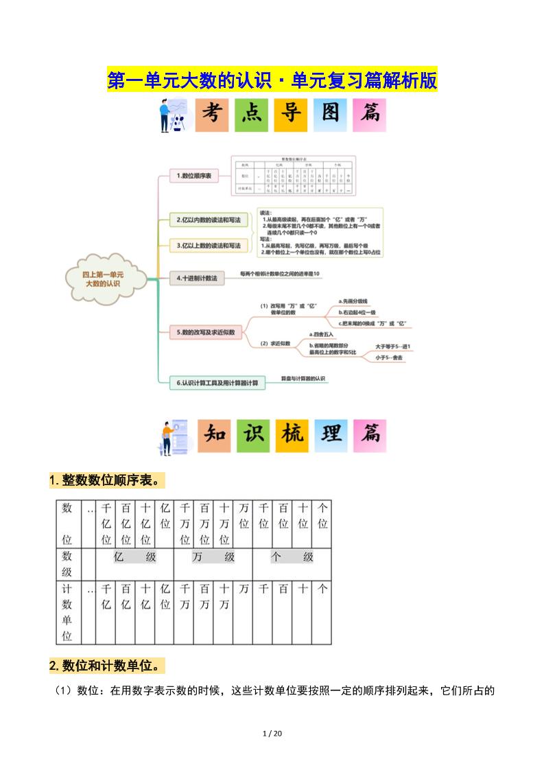 通用四上数学【1-5单元高频易错（单元复习）（答案解析）】_练习题|试卷|知识点|复习提纲